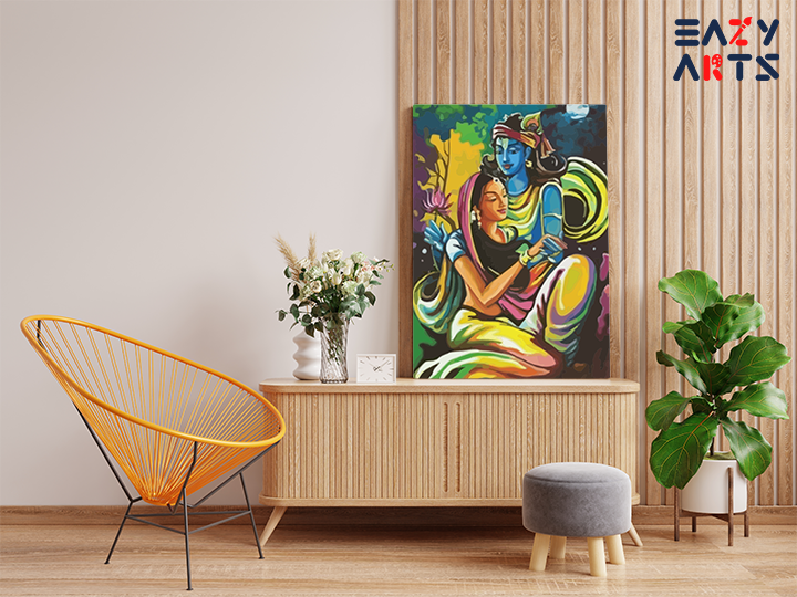 Moonlit Romance: Krishna and Radha's Eternal Love - Paint by Numbers Kit - Image 2