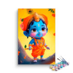 Playful Krishna in Orange Paint by Numbers Kit