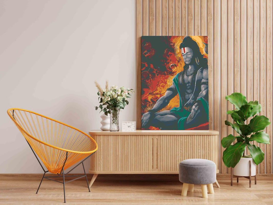 Meditative Hanuman in Fire of Demons Paint by Numbers Kit - Image 2