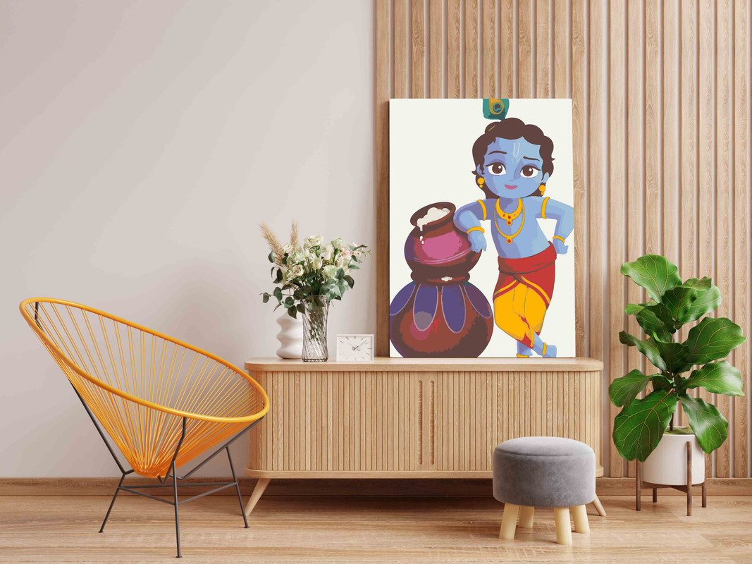 Makhan Chor Krishna Paint by Numbers Kit - Image 2
