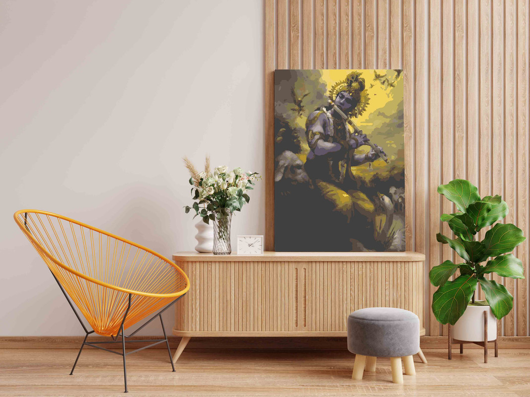 Krishna Playing Flute in Vrindavan Paint by Numbers Kit - Image 2