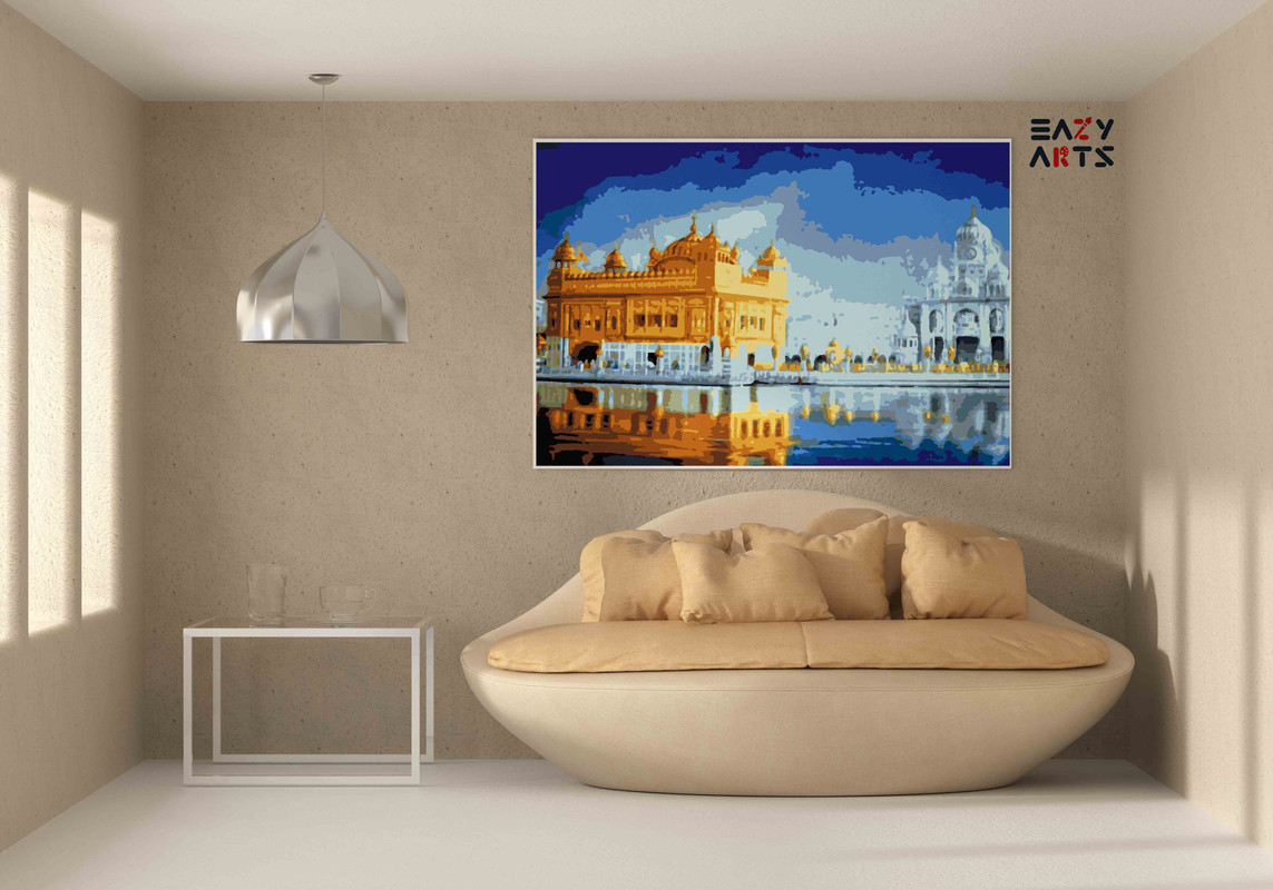 Golden Temple Daytime Reflection Paint by Numbers Kit - Image 2