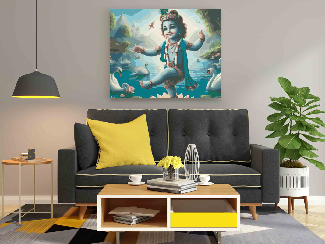 Dancing Baby Krishna on Lotus Paint by Numbers Kit - Image 2