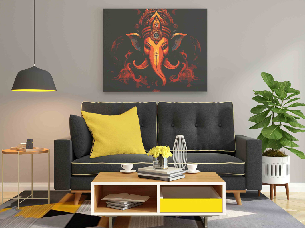Fiery Lord Ganesha Abstract Art Paint by Numbers Kit - Image 2