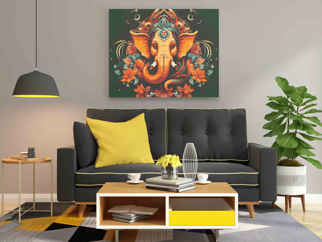 Floral Mandala Ganesha Paint by Numbers Kit - Image 2