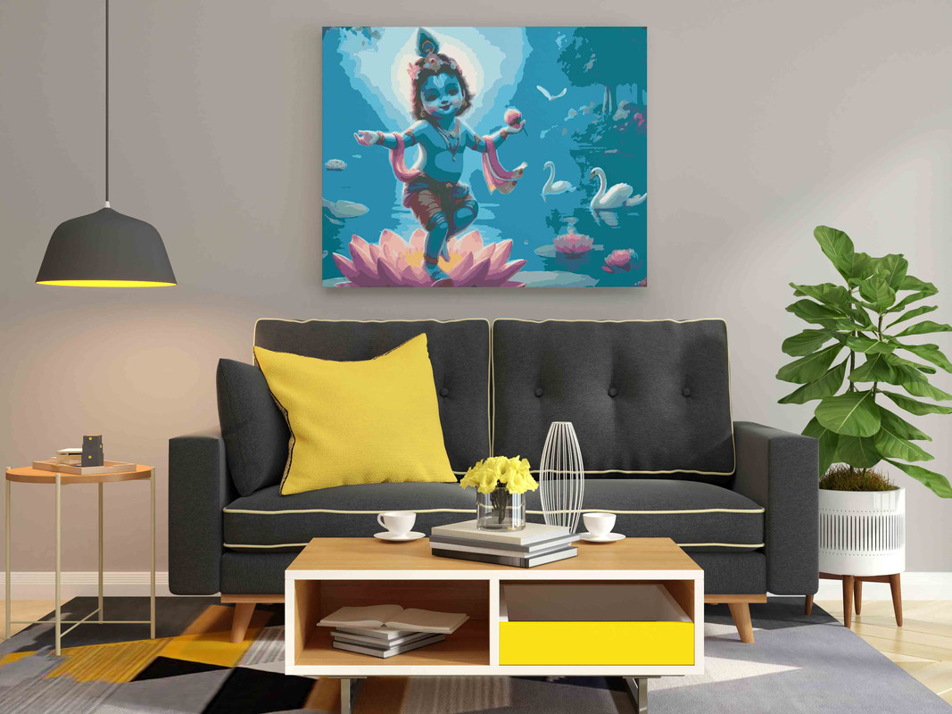 Divine Baby Krishna on Lotus Paint by Numbers Kit - Image 2