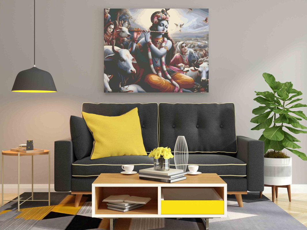 Krishna in Vrindavan with Flute Paint by Numbers Kit - Image 2