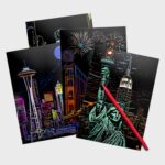 Famous US Landmarks Scratch Painting Kit – Statue of Liberty, Times Square & More