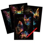 Glow in the Dark Butterfly Scratch Painting Kit – Neon Wings & Floral Magic