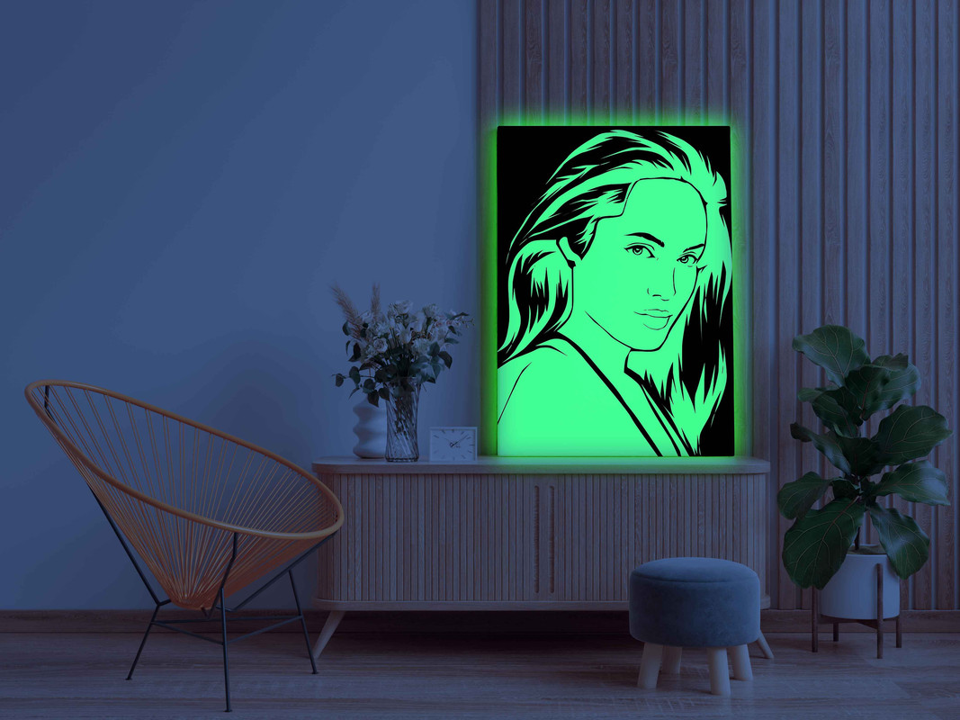 Angelina Jolie Canvas DIY Painting β Glow in the Dark Kit for Fans & Hobby Artists | Eazy Arts DIY Art Set with Brushes, Glow Paint & Black Paint (Blue/Cyan/Green Glow Options) - Image 3