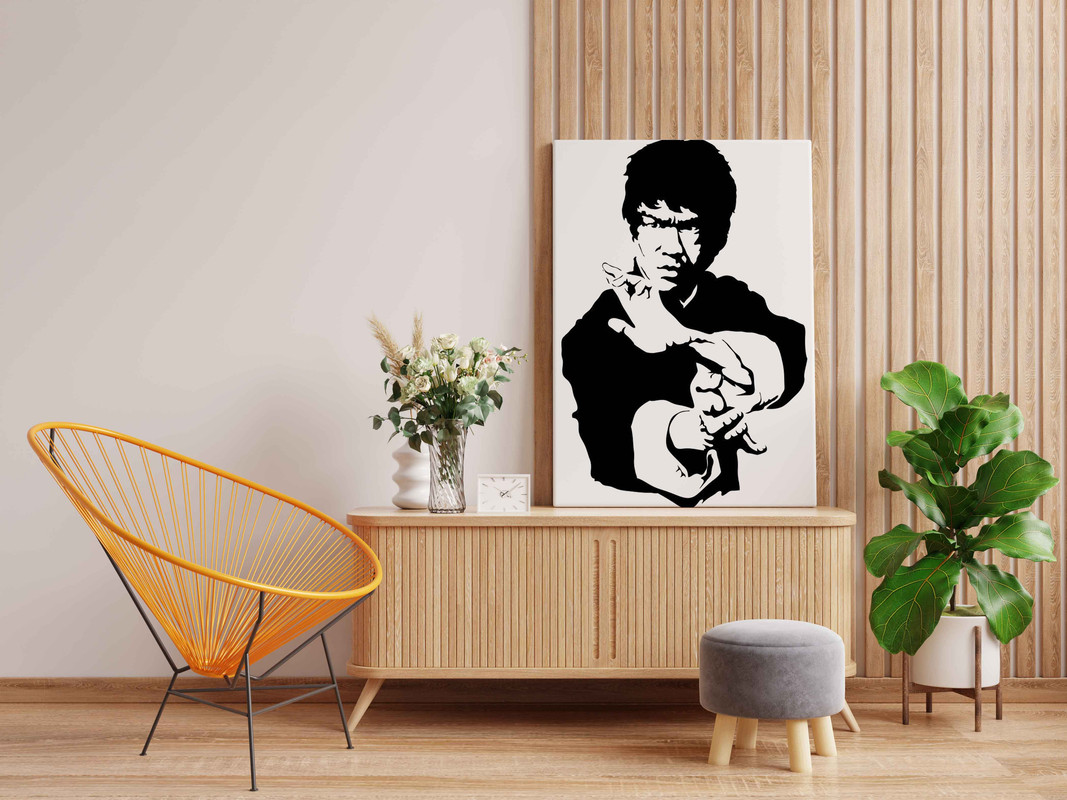 Bruce Lee Canvas DIY Painting β Glow in the Dark Kit for Martial Arts Fans | Eazy Arts DIY Art Set with Brushes, Glow Paint & Black Paint (Blue/Cyan/Green Glow Options) - Image 2