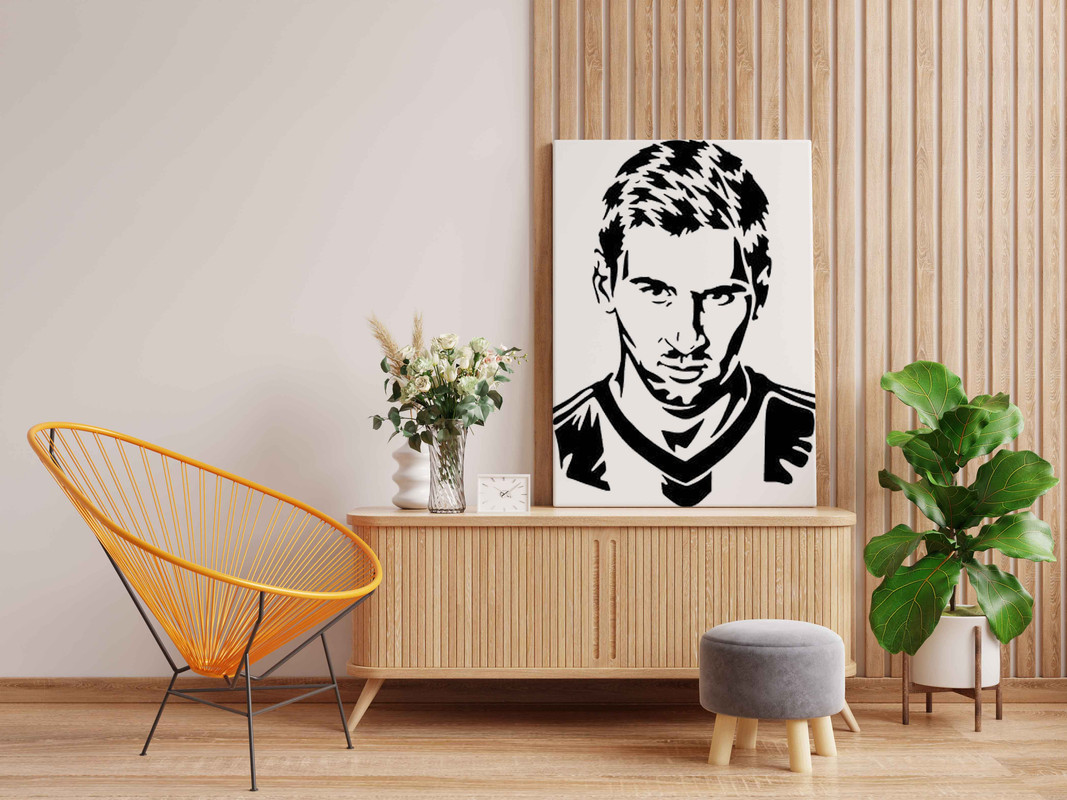 Lionel Messi Canvas DIY Painting β Glow in the Dark Kit for Football Fans | Eazy Arts DIY Art Set with Brushes, Glow Paint & Black Paint (Blue/Cyan/Green Glow Options) - Image 2