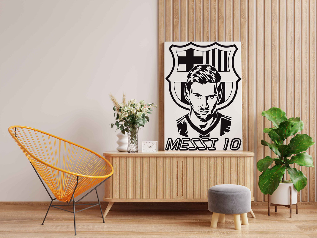Messi 10 with FC Barcelona Logo Canvas DIY Painting β Glow in the Dark Kit for Football Fans | Eazy Arts DIY Art Set with Brushes, Glow Paint & Black Paint (Blue/Cyan/Green Glow Options) - Image 2