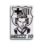 Messi 10 with FC Barcelona Logo Canvas DIY Painting – Glow in the Dark Kit for Football Fans | Eazy Arts DIY Art Set with Brushes, Glow Paint & Black Paint (Blue/Cyan/Green Glow Options)