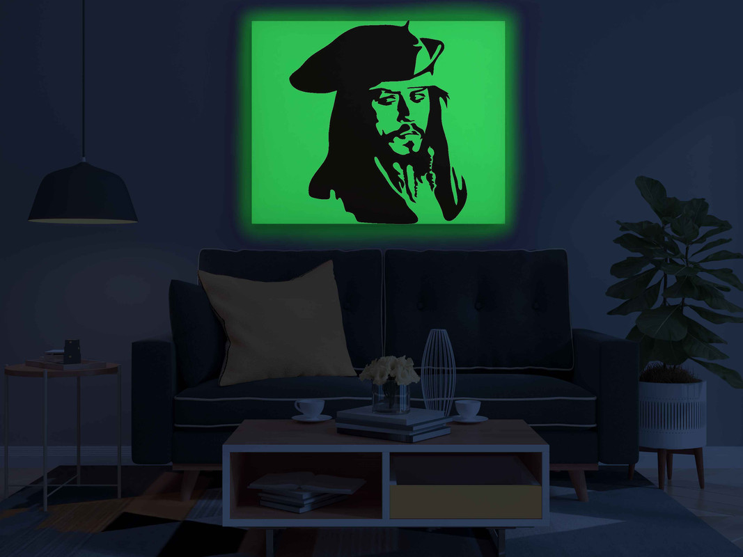 Jack Sparrow Pirate Portrait Canvas DIY Painting β Glow in the Dark Art Kit for Johnny Depp Fans | Eazy Arts Paint Set with Glow Colors & Brushes - Image 3