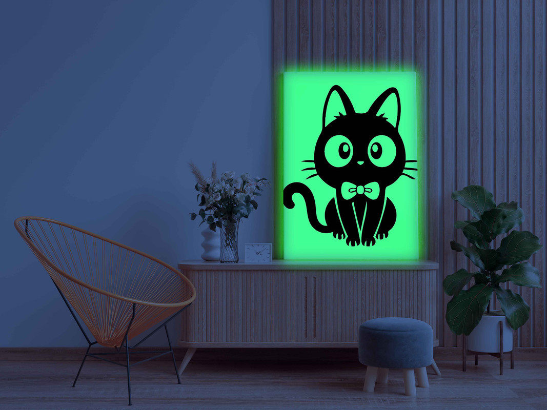Cute Black Kitten with Bow Glow in the Dark Painting Kit β DIY Animal Cartoon Art for Kids | Eazy Arts - Image 3