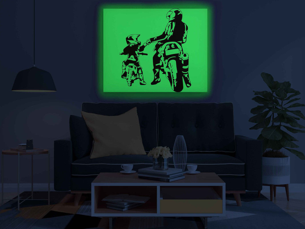 Father and Son Biker Glow in the Dark Painting Kit β DIY Motorcycle Bonding Art | Eazy Arts - Image 3