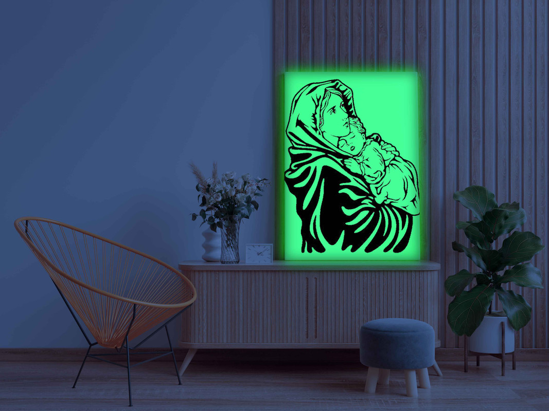 Mother Mary and Baby Jesus Paint Kit β Divine Glow in the Dark Canvas | Eazy Arts - Image 3