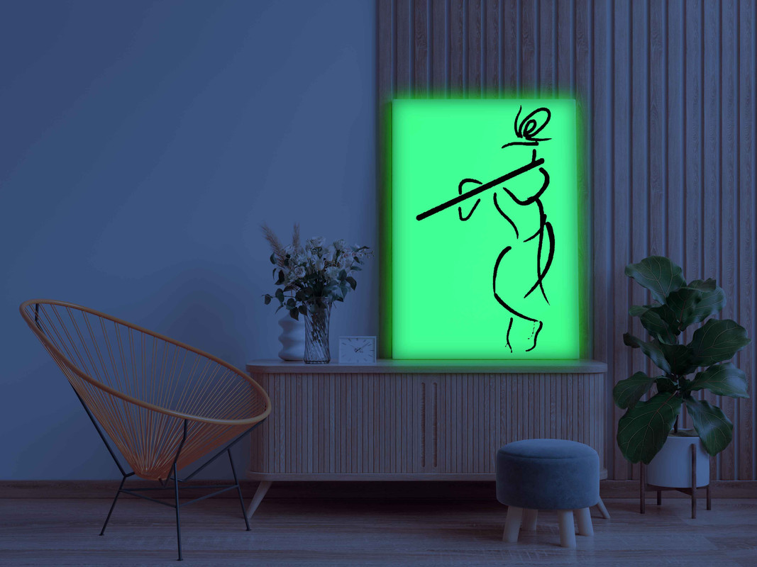 Abstract Krishna with Flute Line Art Painting Kit β Glow in the Dark DIY Canvas Set for Beginners by Eazy Arts - Image 3