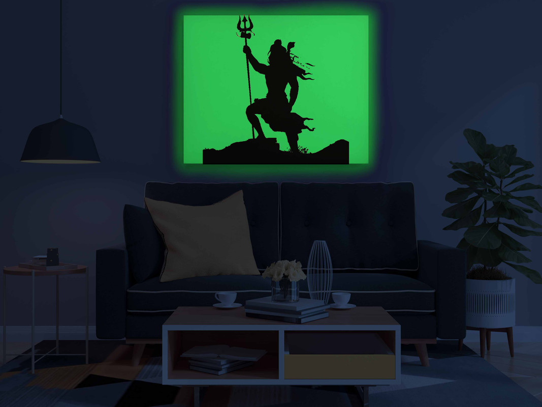 Lord Mahadev Standing with Trishul Glow in the Dark Painting Kit β DIY Shiva Silhouette Wall Art | Eazy Arts - Image 3