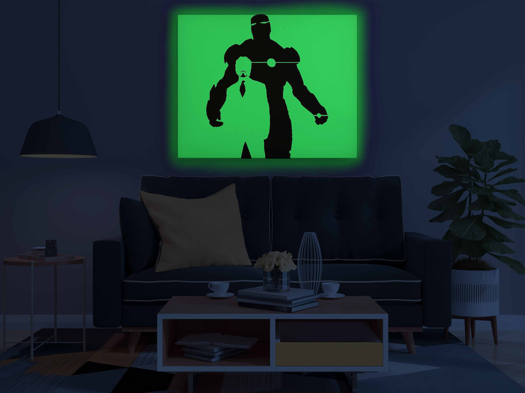 Tony Stark & Iron Man Glow in the Dark Painting Kit β Dual Silhouette Marvel Canvas Art - Image 3