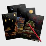 Ancient China Scratch Painting Kit – Jiangxi Temples, Lantern Festival & Night River Views