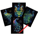 Glow in the Dark Peacock Scratch Painting Kit – Radiant Feathers & Festive Fireworks