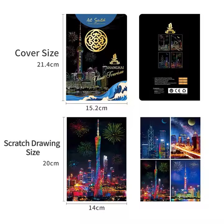 World Landmarks Scratch Painting Kit β Eiffel Tower, Pyramids, Mount Fuji & More - Image 3