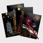 Tibetan Architecture Scratch Painting Kit – Potala Palace, Pagodas & Lantern Festival