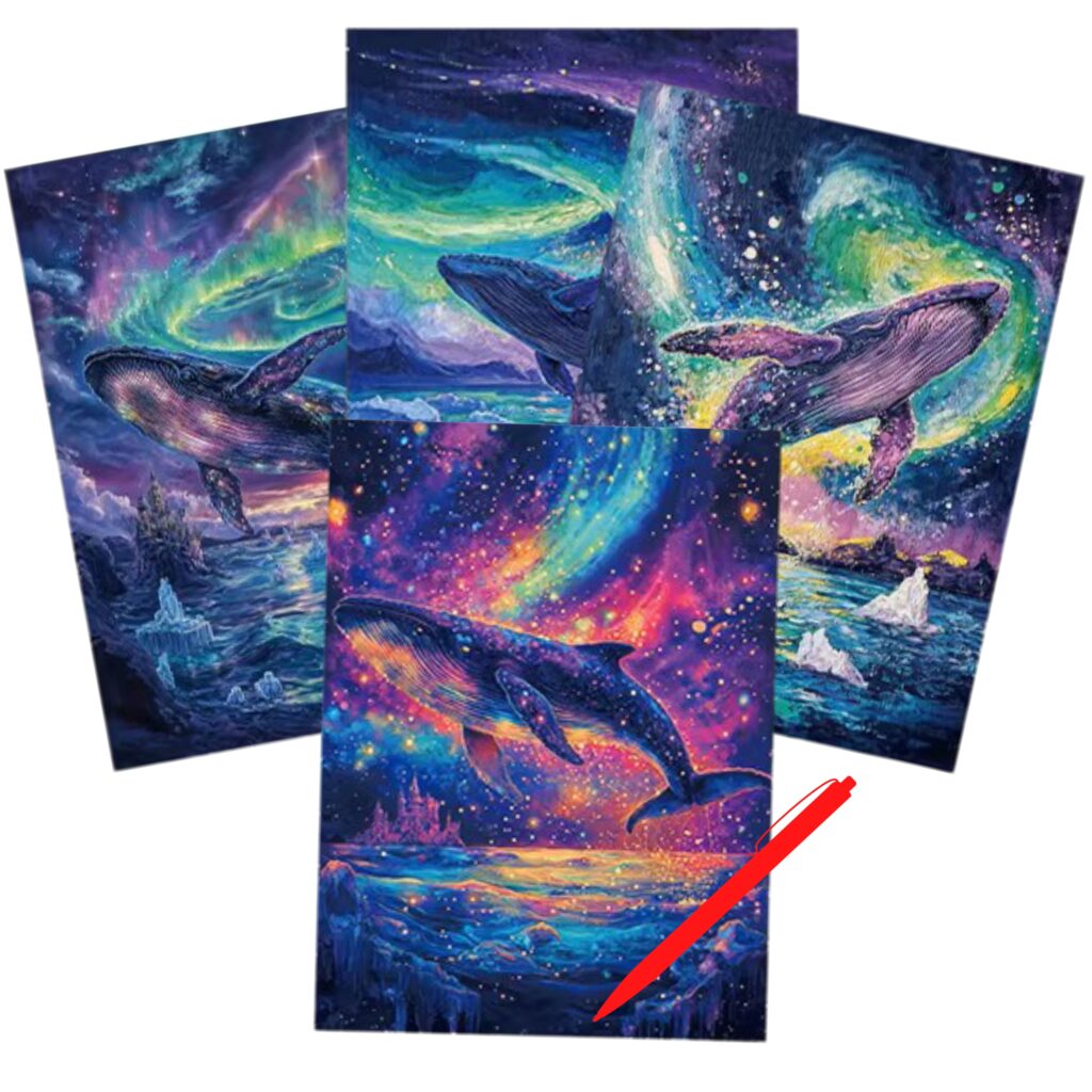 Whales series glow in the dark scratch painting kit